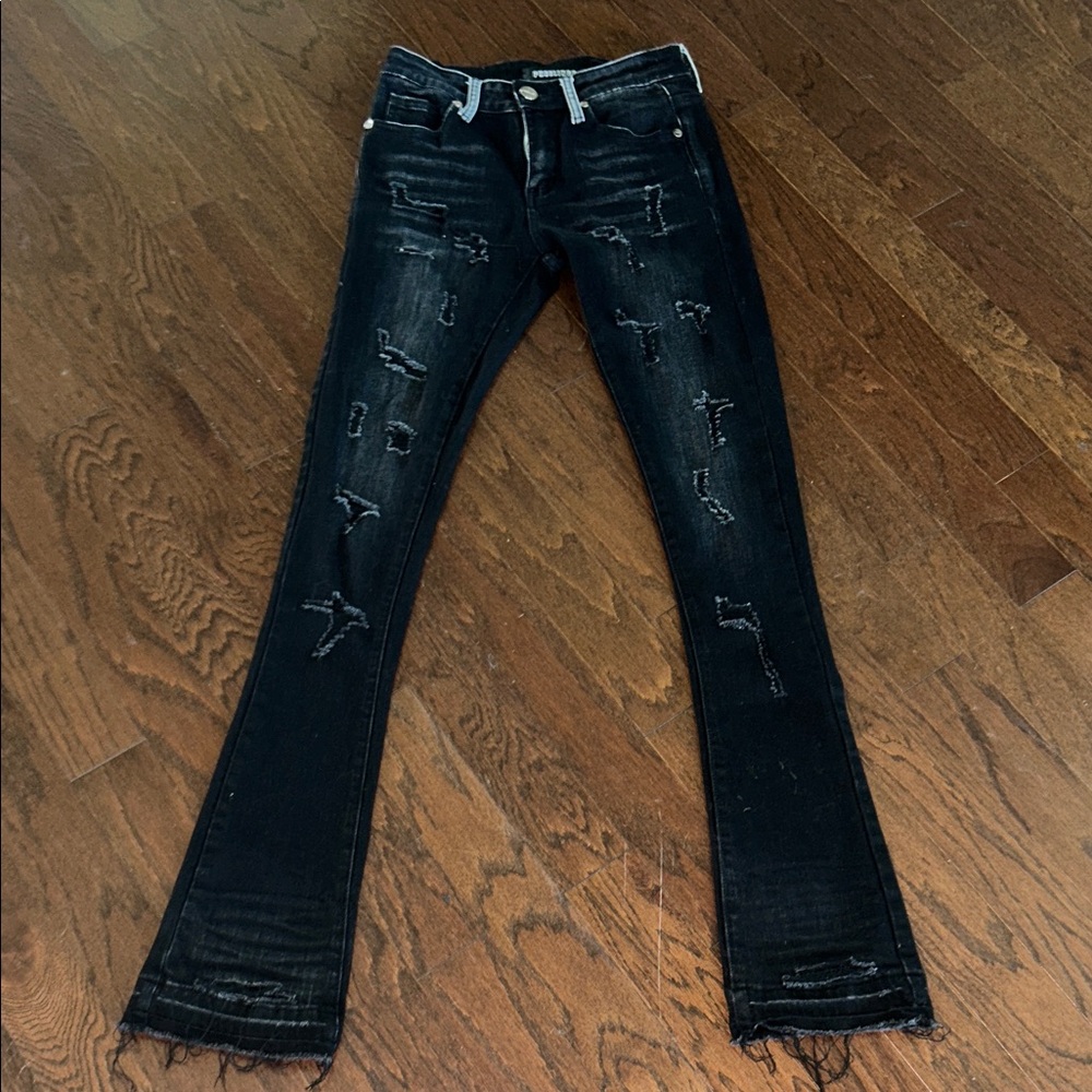 Men's Black Distressed Skinny Jeans